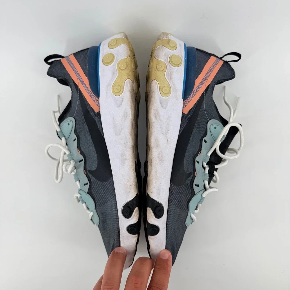 Nike React Element 55 Dark Grey Black Orange Blue Sneakers BQ6166-006 Mens 10